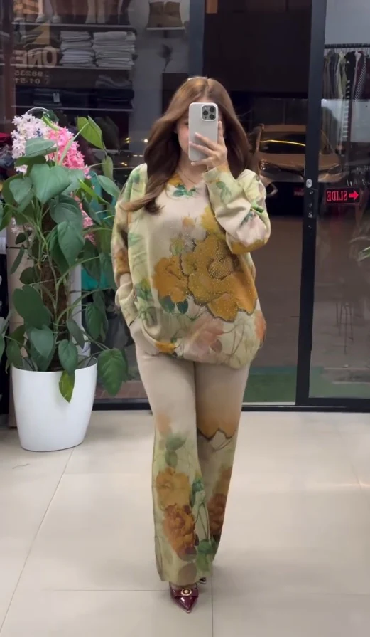 Women Printed Night Wear Cord Set-Trending Suits Free Size Set - Image 2