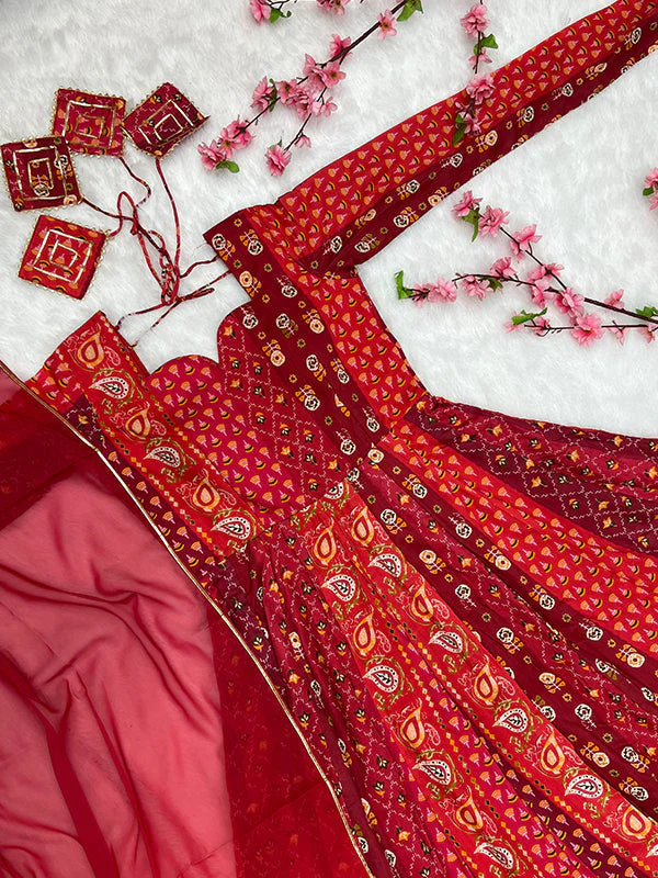 Magenta Red Anarkali Gown With Dupatta Set - Image 9
