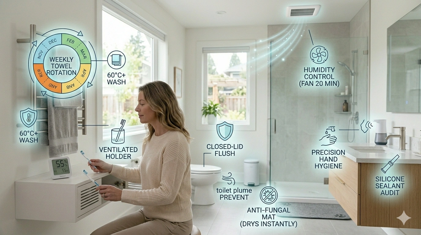 The bedroom is the most intimate space in the home biome. It is where we spend a third of our lives in a state of vulnerability, performing the essential biological work of cellular repair and cognitive consolidation. However, from a hygiene perspective, the bed is a "bio-accumulator"—a warm, moist environment that collects liters of sweat, millions of skin cells, and microscopic dust mites every year.A "Sleep Sanctuary" requires more than just high-thread-count sheets; it demands a clinical strategy to manage the microbial load of your bedding and the air quality of your recovery zone. Here are the ten pillars of sleep hygiene and infection control.1. The Bedding Rotation: The $60^{\circ}\text{C}$ StandardSheets and pillowcases are in direct, prolonged contact with your skin and respiratory system. They act as a filter for body oils and shed skin.The Cycle: Launder all sheets and pillowcases at least once a week.The Temperature: Use a $60^{\circ}\text{C}$ ($140^{\circ}\text{F}$) wash cycle. This is the thermal threshold required to denature the proteins in dust mite allergens and kill resilient skin bacteria like Staphylococcus aureus.2. Pillow Integrity and "Micro-Pollution"Pillows are often the most overlooked item in a hygiene routine. Over two years, up to $30\%$ of a pillow's weight can consist of dead skin, dust mites, and their waste.The Barrier: Use a high-quality, zippered "allergen-proof" pillow protector under your pillowcase. This creates a physical barrier that prevents skin cells from entering the pillow core.The Wash: Wash the pillows themselves every 3–6 months. If they are not washable, replace them every two years to maintain a clean breathing zone.3. Managing the "Breathing Zone" Air QualityWhile we sleep, our respiration rate slows, but our exposure to indoor pollutants remains constant.HEPA Placement: Position an air purifier within 3 feet of the head of the bed. This ensures the air you inhale for 8 hours is stripped of $99.97\%$ of mold spores, pet dander, and fine particulate matter ($PM_{2.5}$).Dust Mite Sequestration: If you have carpets, vacuum them with a HEPA-rated machine twice a week to prevent the "kicking up" of allergens into your breathing space.4. Mattress Hygiene: The Vacuum and ShieldThe mattress is the largest filter in your home. It cannot be laundered, so it must be shielded.The Encapsulation: Use a waterproof, breathable mattress protector. This prevents sweat and oils from reaching the foam or springs, where they can encourage the growth of deep-seated mold.The Vacuum: Every time you change your sheets, use a handheld vacuum with a UV-light attachment on the bare mattress surface to reduce surface-level microbial populations.5. Nightwear SequestrationYour pajamas act as the "first line of defense" for your bedding.The Freshness Rule: Change your nightwear every 2–3 nights. If you shower before bed, you can extend this slightly, but nightwear should never be worn for a full week, as it traps the very oils you are trying to keep out of your linens.6. The "Outdoor Clothing" BoundaryThe bedroom should be a "clean-room" environment.The Rule: Never sit on the bed in "street clothes." Clothing worn in public spaces (offices, gyms, transit) carries a significant environmental load. By maintaining a strict "sleep-wear only" rule for the bed, you preserve the biological integrity of your recovery surface.7. Humidity Control for Respiratory HealthAs discussed in our seasonal hygiene articles, humidity is the "governor" of your respiratory defenses.The Target: Maintain bedroom humidity between $40\%$ and $50\%$.The Risk: RH above $60\%$ triggers dust mite explosions and mold growth; RH below $30\%$ dries out your nasal passages, making you more susceptible to nighttime viral infections.8. Managing "Tech Hygiene" in the SanctuaryMany professionals bring phones or tablets into the bedroom.The Contamination Vector: Your phone is a "third hand" that has touched everything you encountered during the day. If you must use it in bed, it must be wiped with a $70\%$ alcohol solution first. Ideally, keep all devices on a charging station away from the bed to prevent the transfer of "office microbes" to your linens.9. The Pet Boundary in the BedroomIf pets sleep on the bed, the hygiene requirements escalate.The Top-Layer Defense: Use a dedicated "pet throw" on top of your duvet. This is easily removable and can be washed more frequently than the heavy duvet itself.The Dander Factor: Increase air purifier speeds to "Medium" or "High" overnight to compensate for the additional biological load introduced by your pet.10. The Morning "Airing Out" RitualCounter-intuitively, making your bed immediately after waking can be a hygiene mistake.The Science: A made bed traps the heat and moisture generated by your body overnight, providing the perfect environment for dust mites to rehydrate.The Protocol: Pull back the covers and leave the bed "unmade" for 30 minutes with a window cracked or the fan on. This allows the mattress and linens to dry out before you seal them back up for the day.Conclusion: Recovery as a StandardThe quality of your sleep is the foundation of your professional and creative performance. By implementing these ten pillars of sleep hygiene, you ensure that your recovery isn't just restorative for your mind, but healthy for your body. A Sleep Sanctuary is the ultimate investment in your long-term vitality.