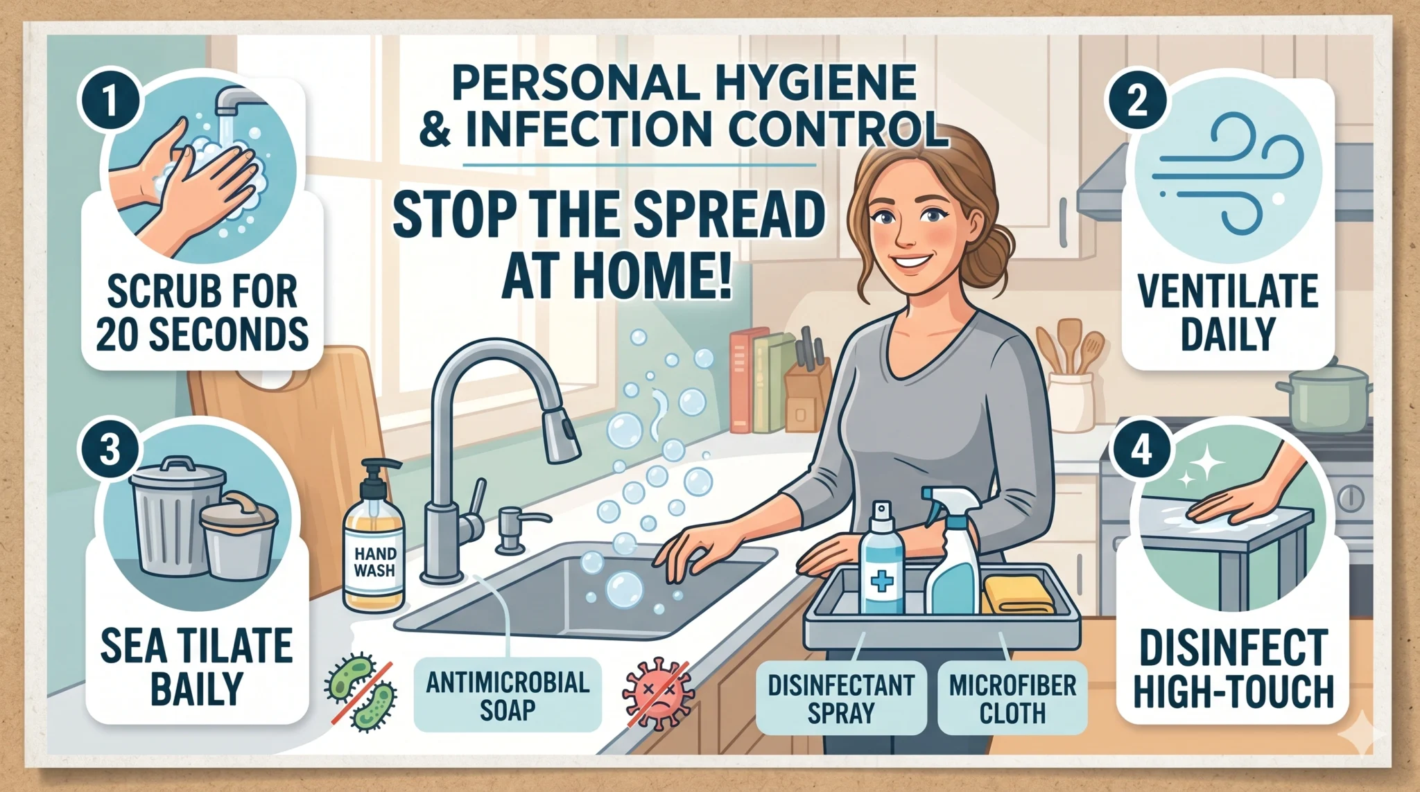 start writing article about how to make i need 10 Personal Hygiene and Infection Control for house article high quality no scarap content use 1000 words for a single article