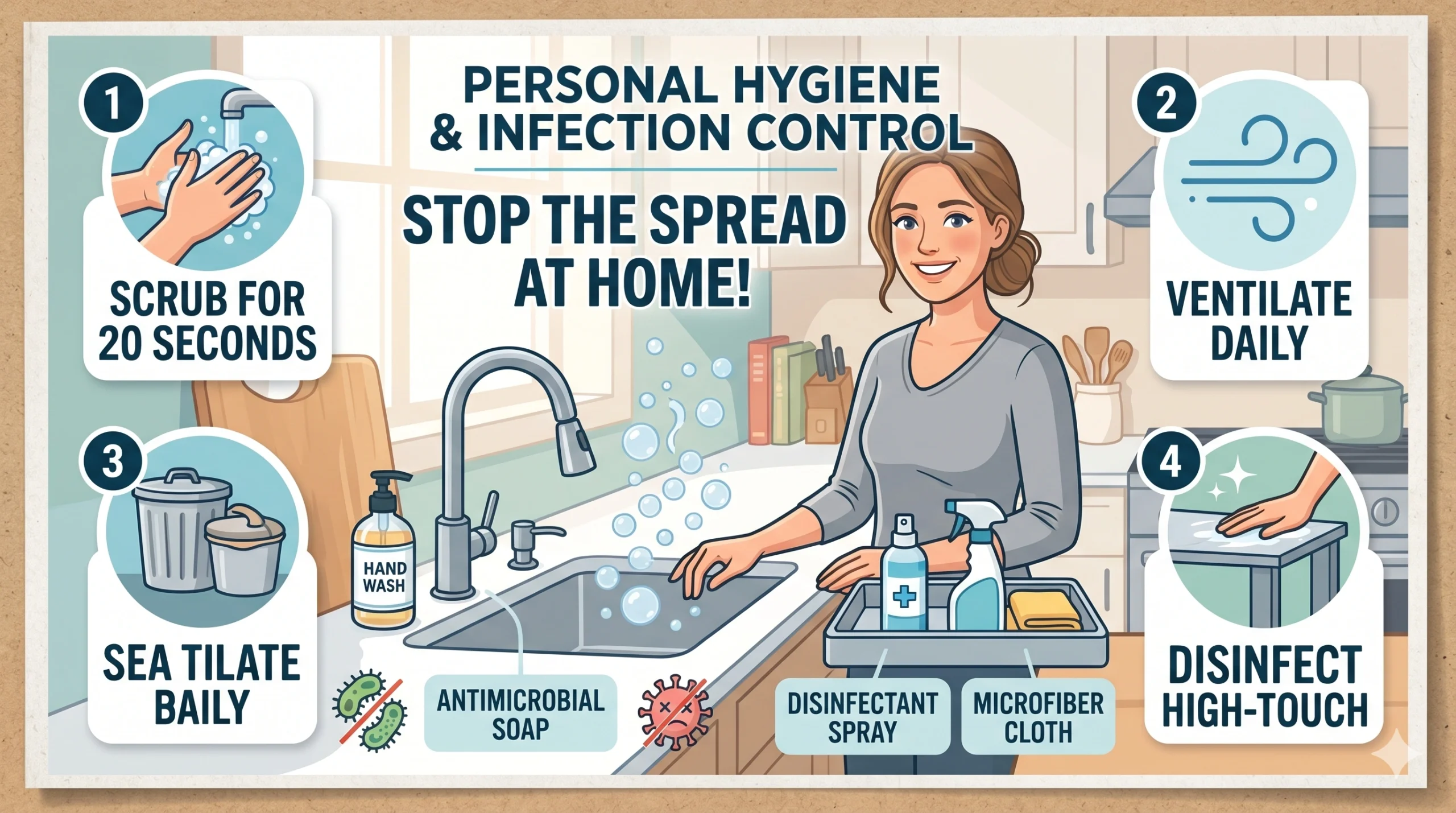 start writing article about how to make i need 10 Personal Hygiene and Infection Control for house article high quality no scarap content use 1000 words for a single article